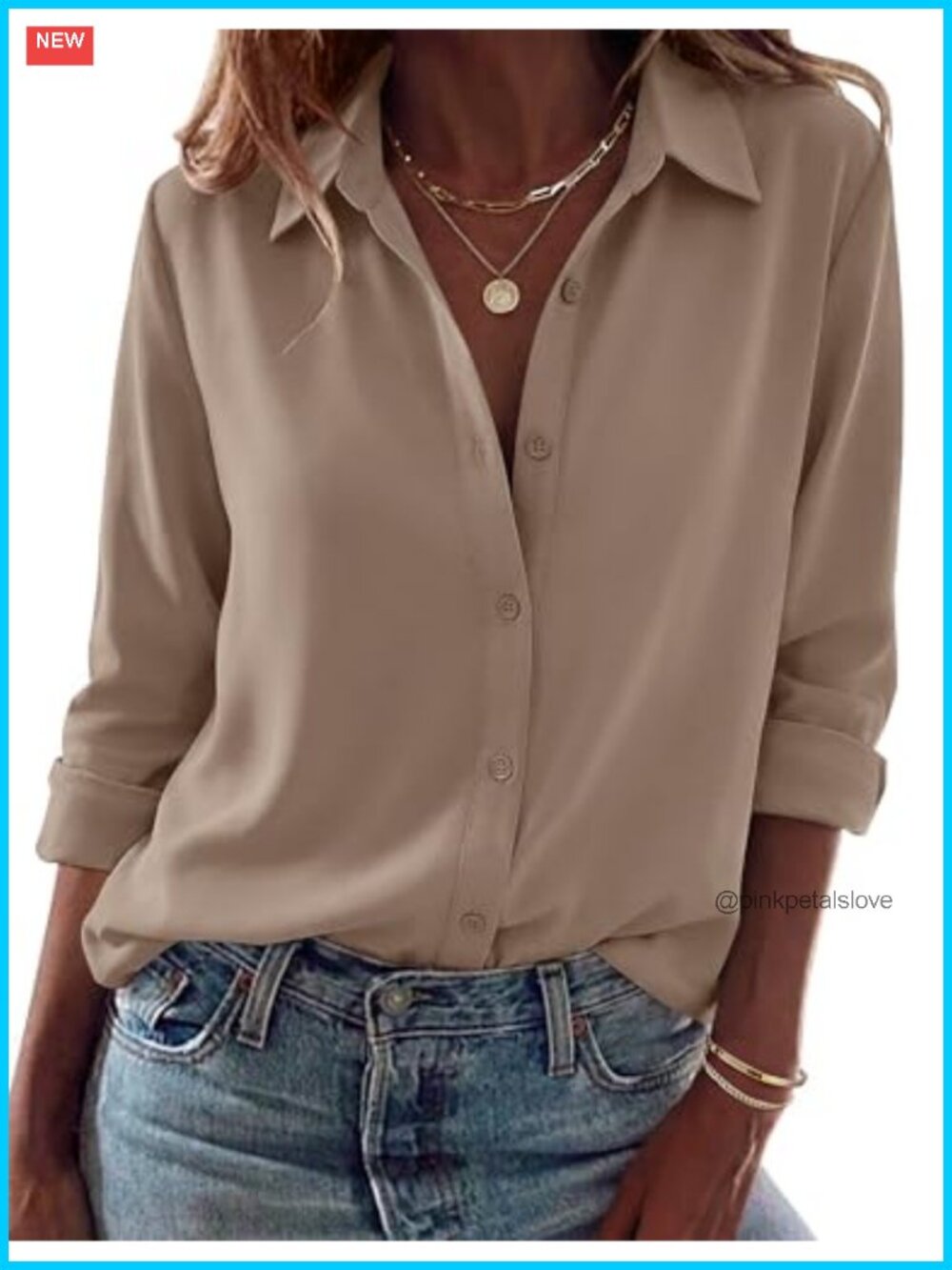 Women's Button Down Blouse Long Sleeve Business Casual Top